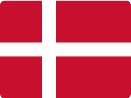 Danish flag featuring a red background with a white Scandinavian cross, representing Denmark's national identity and heritage.
