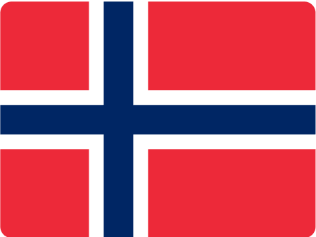 Norwegian flag featuring a red background with a blue cross bordered in white, symbolizing Norway's national identity.