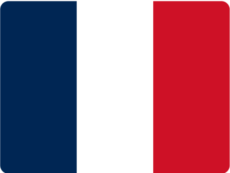 Flag of France featuring vertical stripes of blue, white, and red, representing the nation's colors and symbolizing liberty, equality, and fraternity.