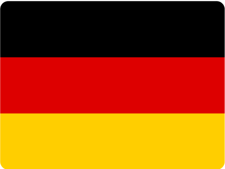 German flag featuring horizontal stripes of black, red, and yellow.