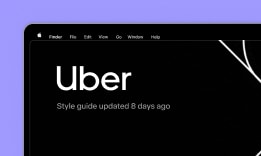 Uber design system delivery dashboard with style guides page