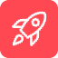 Icon of a rocket in a minimalist design, symbolizing innovation, growth, and technology advancement. Ideal for use in digital marketing, startups, or space exploration themes.